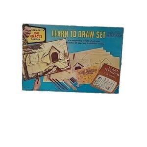 Vintage Jon Gagny's Learn to Draw Set Large Box Partial Contents